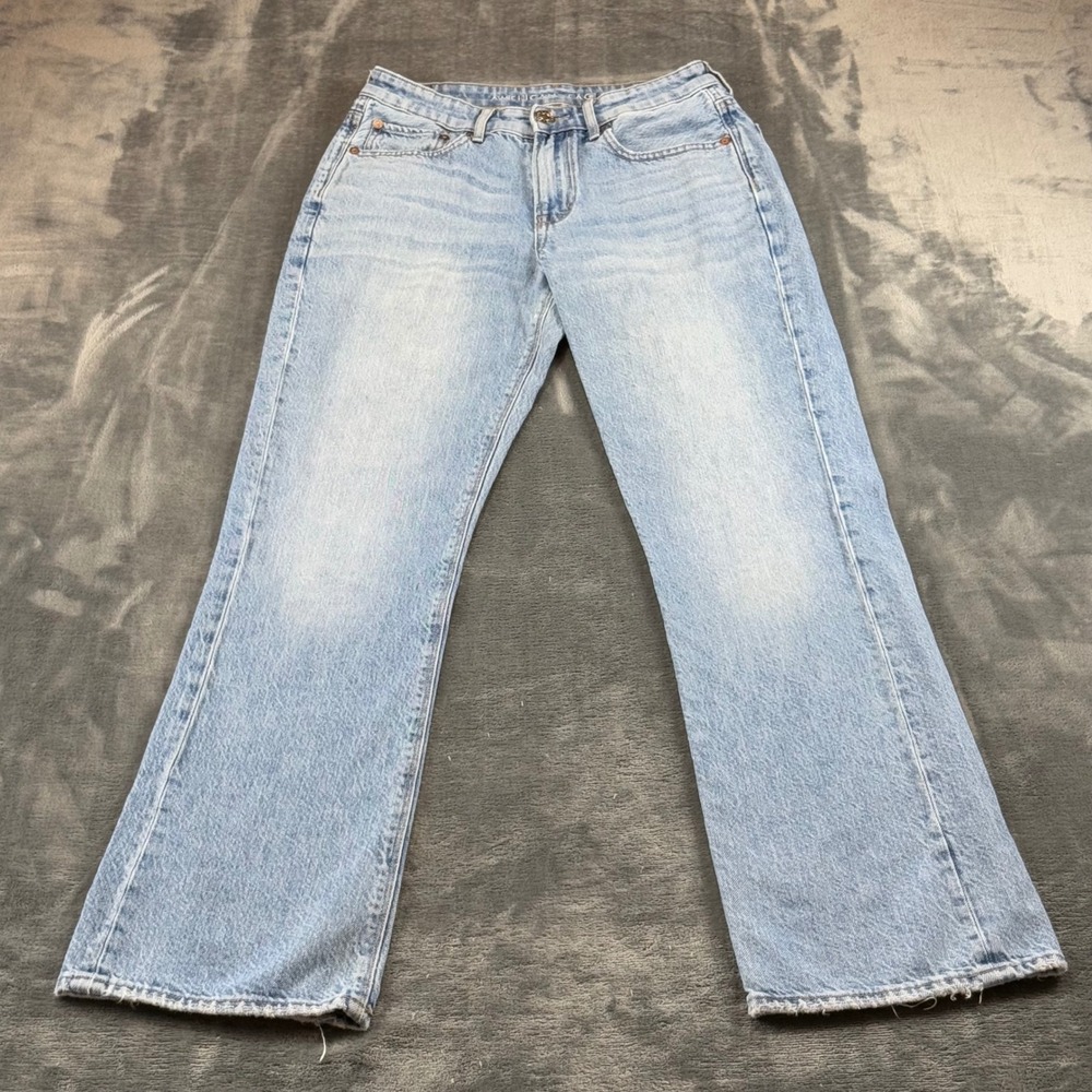 American Eagle 90s Bootcut Jeans Light Wash High Rise Denim 6 Long 100% Cotton